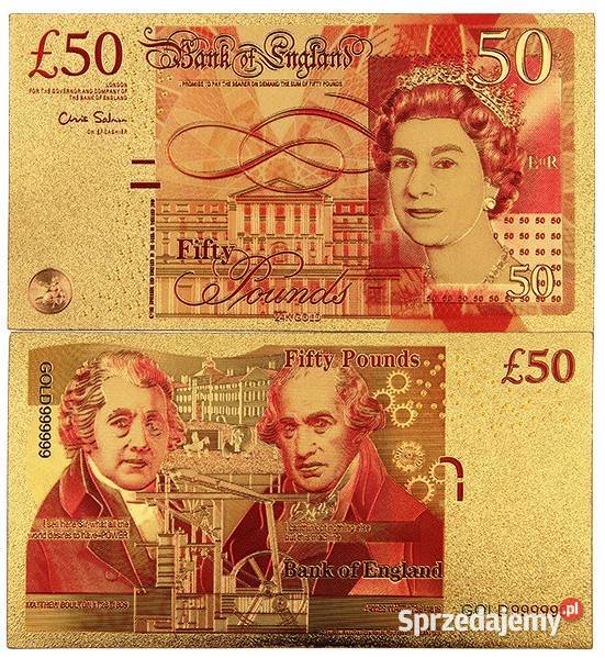 Zestaw Złotych Banknotów Funt Królowa Elżbieta Sosnowiec