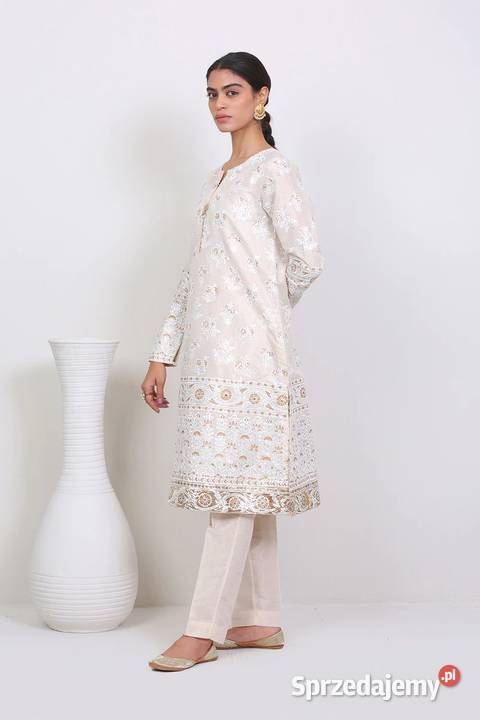 Indyjski komplet S 36 beżowy złoty malowany Szczecin sprzedam