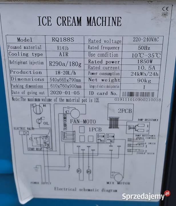 Maszyna do lodów 64252 sprzedam