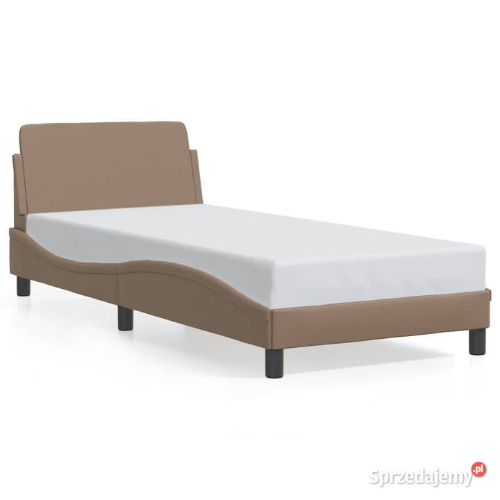 Rama łóżka z zagłówkiem cappuccino sztuczna 208cm Łóżka