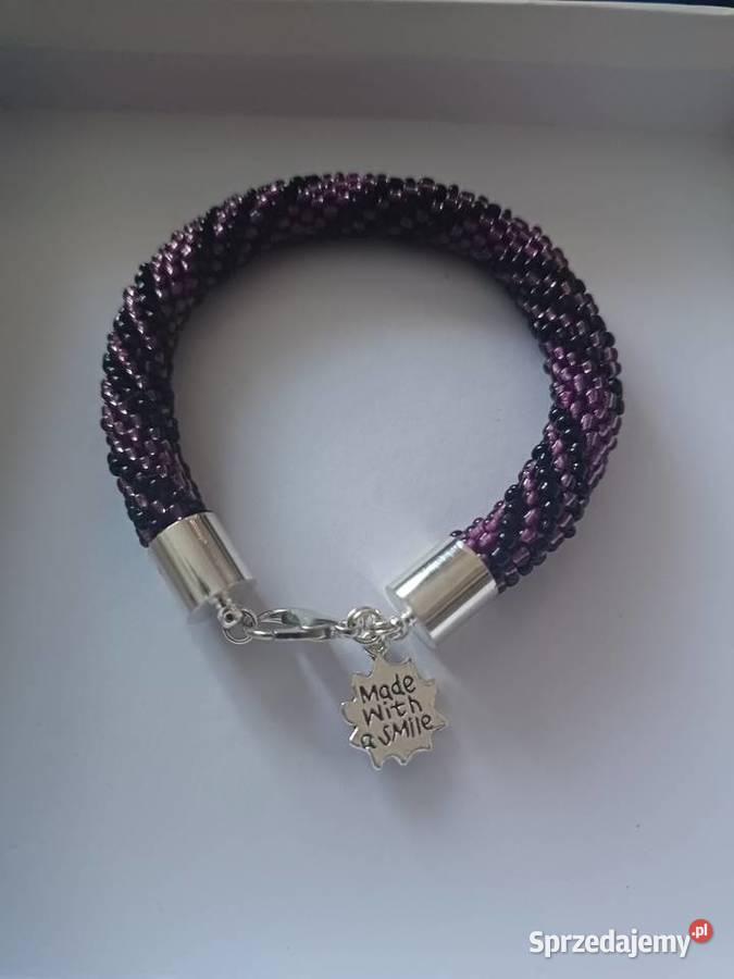 Bransoletka czarnofioletowa handmade Ostrów Mazowiecka