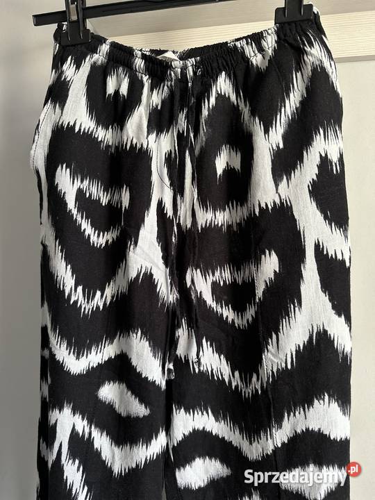 Letnie szerokie damskie spodnie z domieszką lnu pomorskie Gdańsk