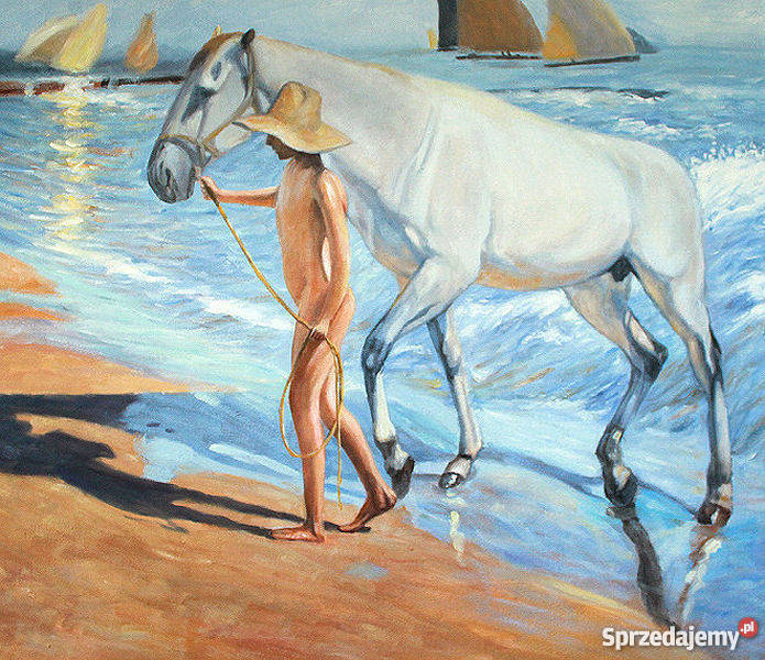 Obraz olejny Kąpiel konia Joaquin Sorolla Warszawa