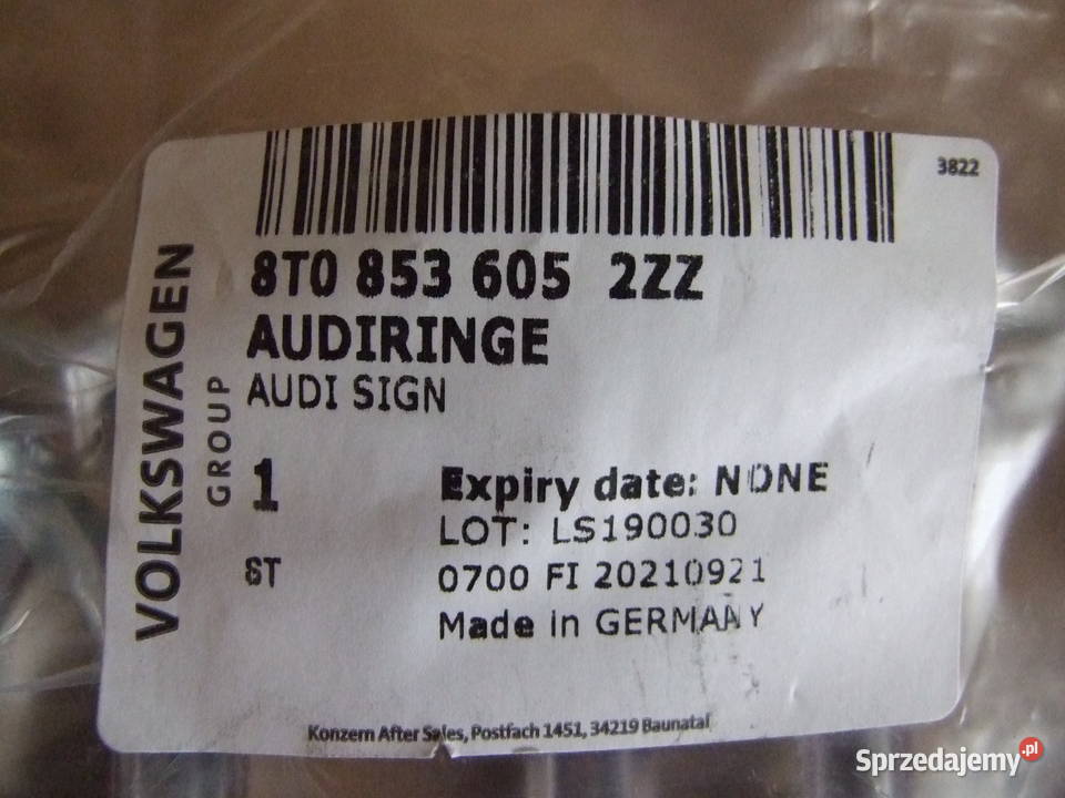 Znaczek Audi A3 A4 A5 8T08536052ZZ Białystok