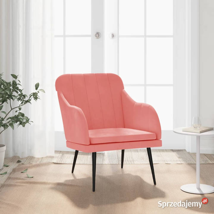 Fotel różowy 63x76x80 obity aksamitem WM351457 Fotele Warszawa