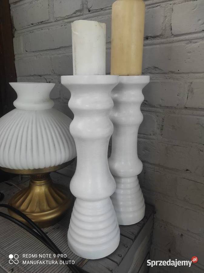 Świeczniki drewniane toczone dekoracje ślubne Dekoracje i ozdoby Poznań