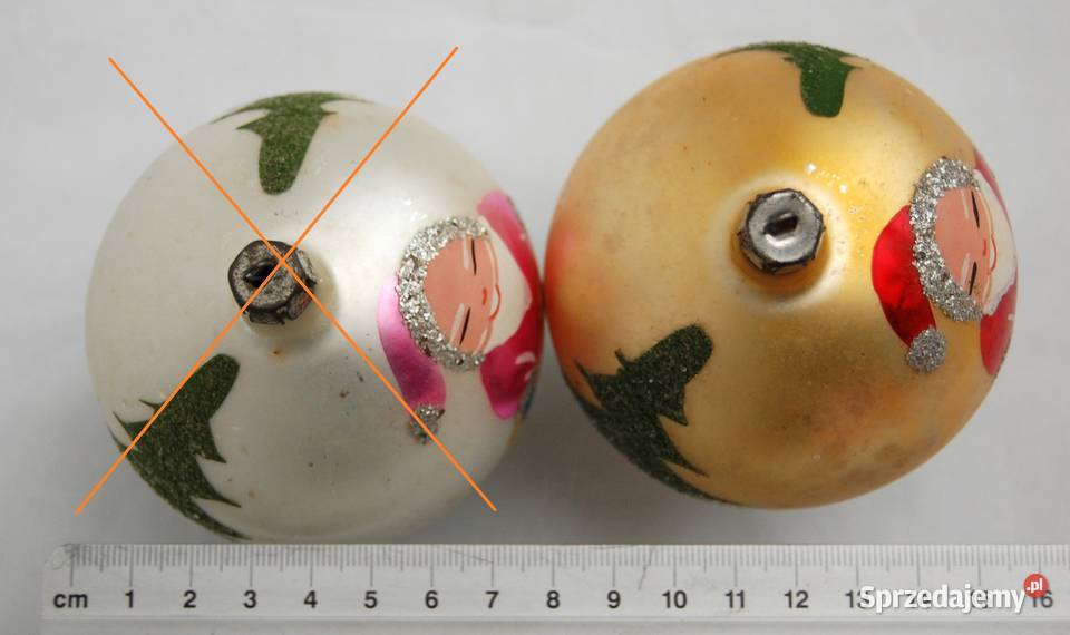 Stara bombka szklana ręcznie malowana 8 Mikołaj Lublin