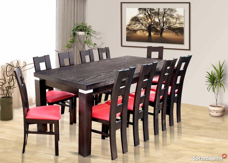 Duży stół 100x200+2x50, 10 krzeseł K-41