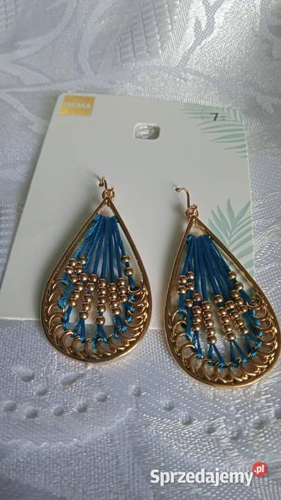 ZŁOTO TURKUSOWE OKAZAŁE KOLCZYKI Kolczyki Piła