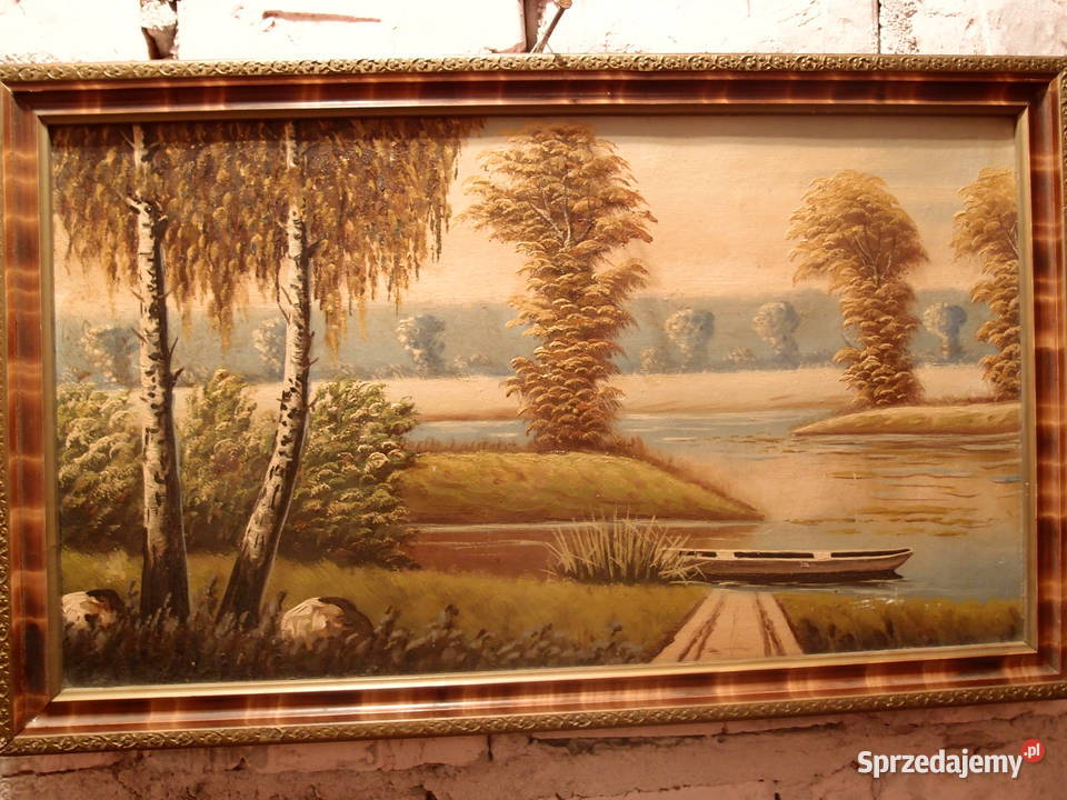 Obrazy Pejzaż jeziora i zjazd pod gospodą okres Malarstwo Łódź
