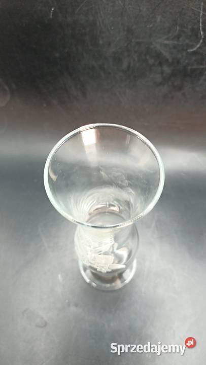 Wazon szklany smukły szkło trawione lubelskie Zamość