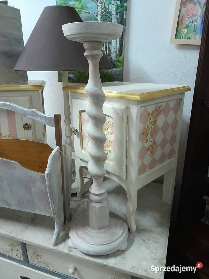 Świecznik drewno shabby dolnośląskie