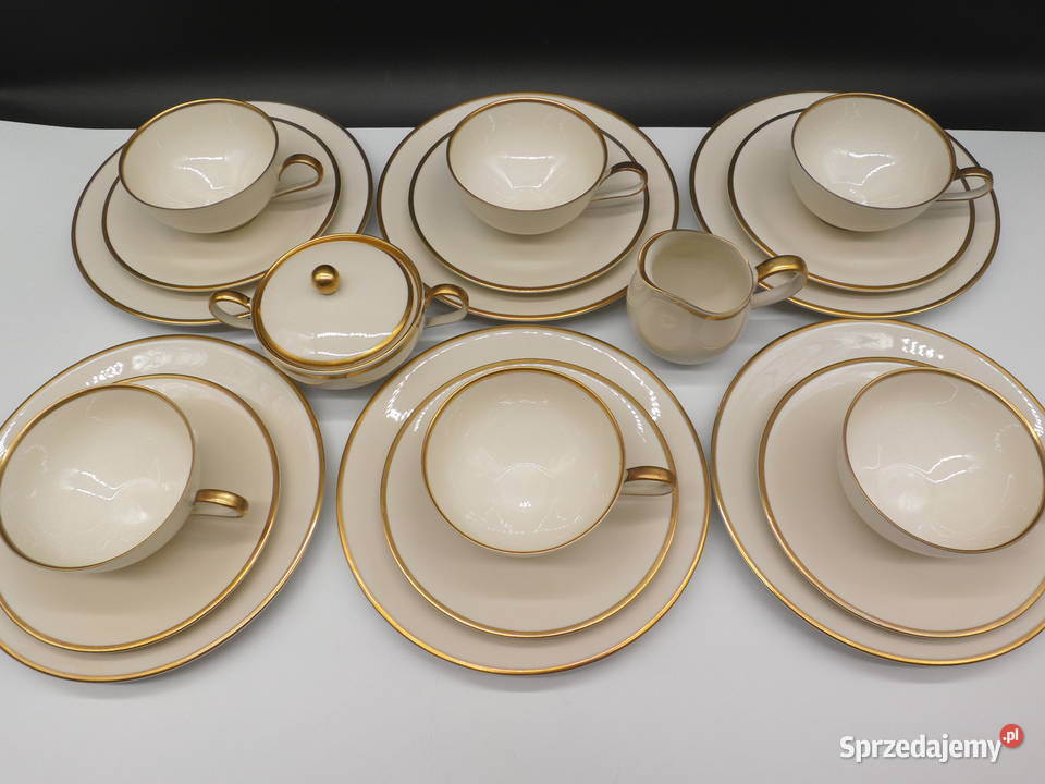 Luksusowy Serwis Kawowy EDELSTEIN BAVARIA Ecru i Porcelana i szkło Raszków