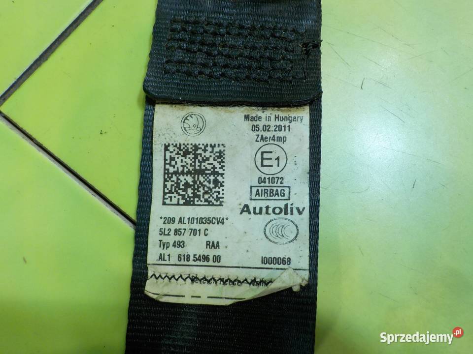 SKODA YETI 18 TSI 11r 5D pas bezpieczenstwa lewy Pasy bezpieczeństwa Suków sprzedam