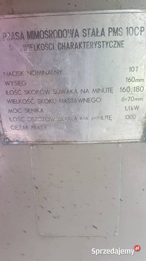 Prasa mimośrodowa 10t wielkopolskie Rychtal sprzedam
