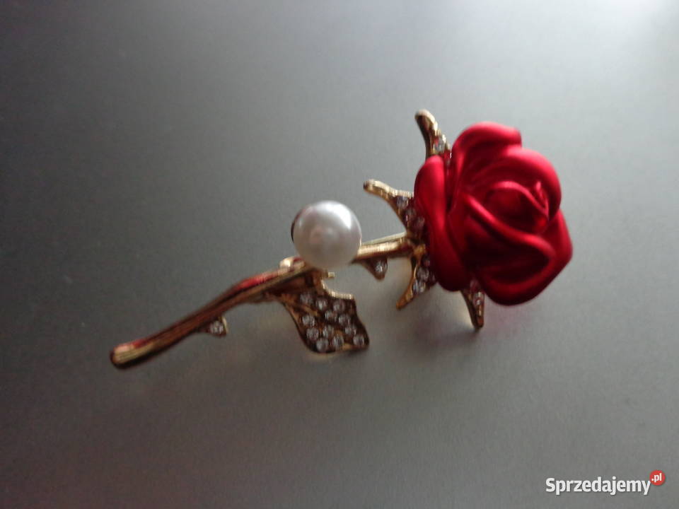 broszka nowa czerwona róża Poznań