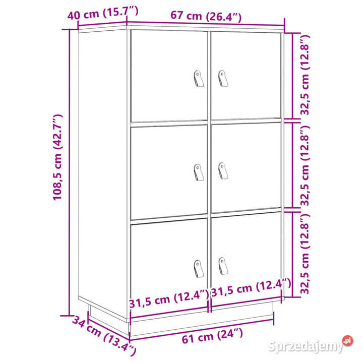Szafka biała 67x40x1085 lite drewno sosnowe Warszawa sprzedam