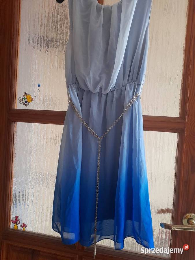 Cieniowana sukienka bialo niebieska Rozmiar uniwersalny Czarnków sprzedam