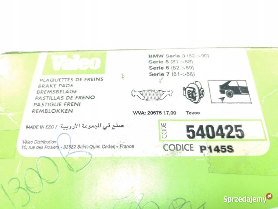 KLOCKI HAMULCOWE TYŁ VALEO BMW 3 E30 5 E28 7 E23
