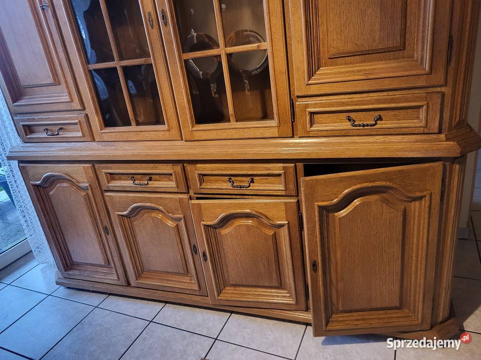 Biblioteka gabinetowa kredens witryna dębowa dąb Sypniewo sprzedam