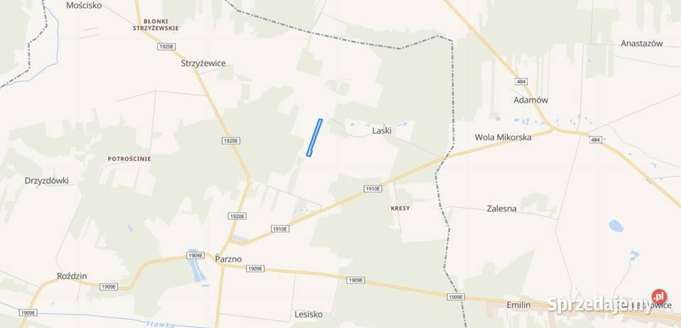 Malownicza działka w miejscowości Parzno mazowieckie Warszawa