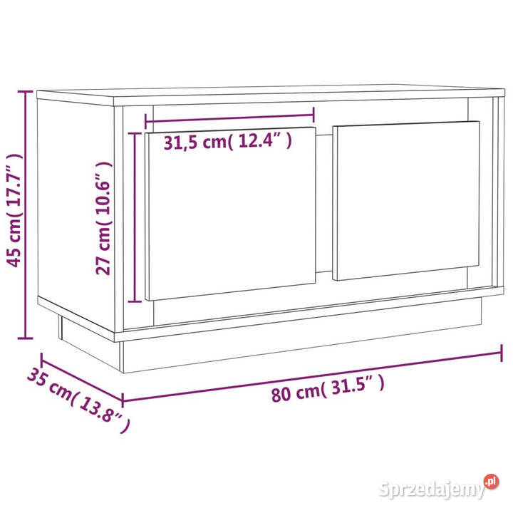 Szafka pod TV przydymiony dąb 80x35x45 WM819857 Dom i Ogród Warszawa