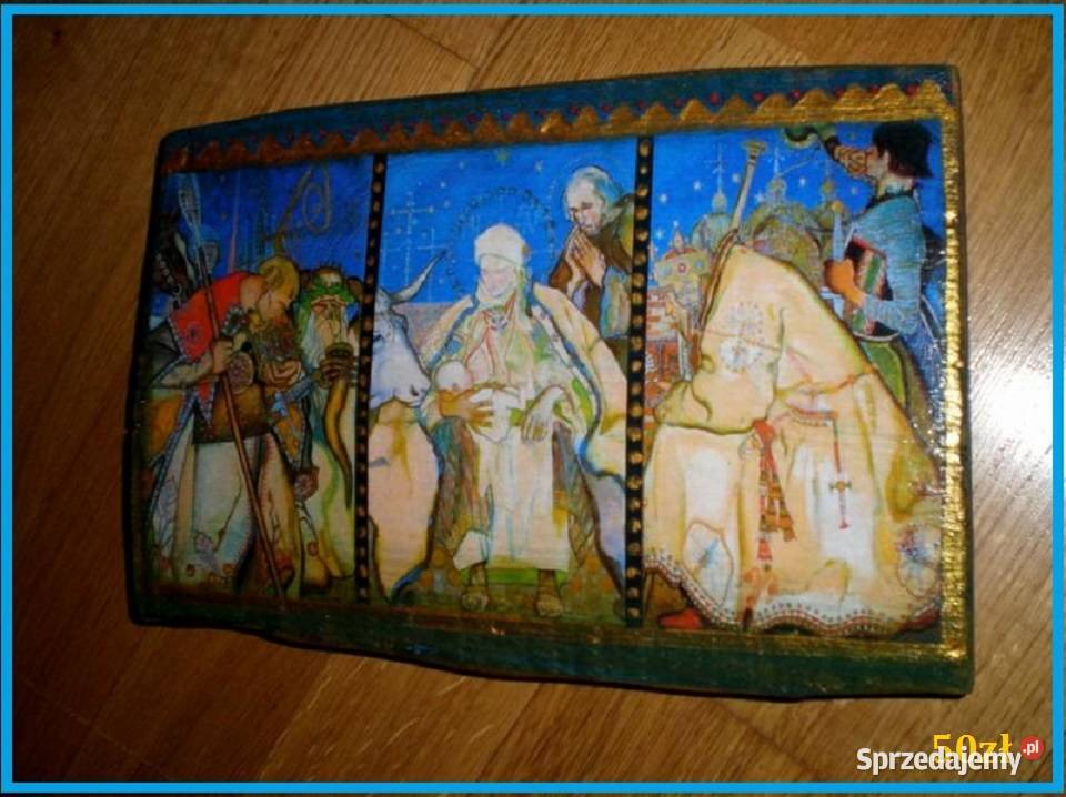 Pokłon Trzech Króli obrazek na desce decoupage Łódź