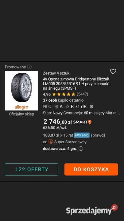 opony zimowe BRIDGESTONE BLIZZAK LM005 20555 r16 łódzkie Pabianice