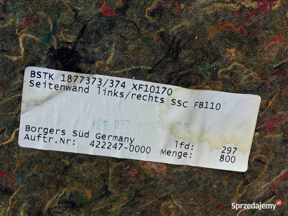 TAPICERKA BOCZEK GÓRNA PRAWA BOCZNA SPACE CAB sprzedam