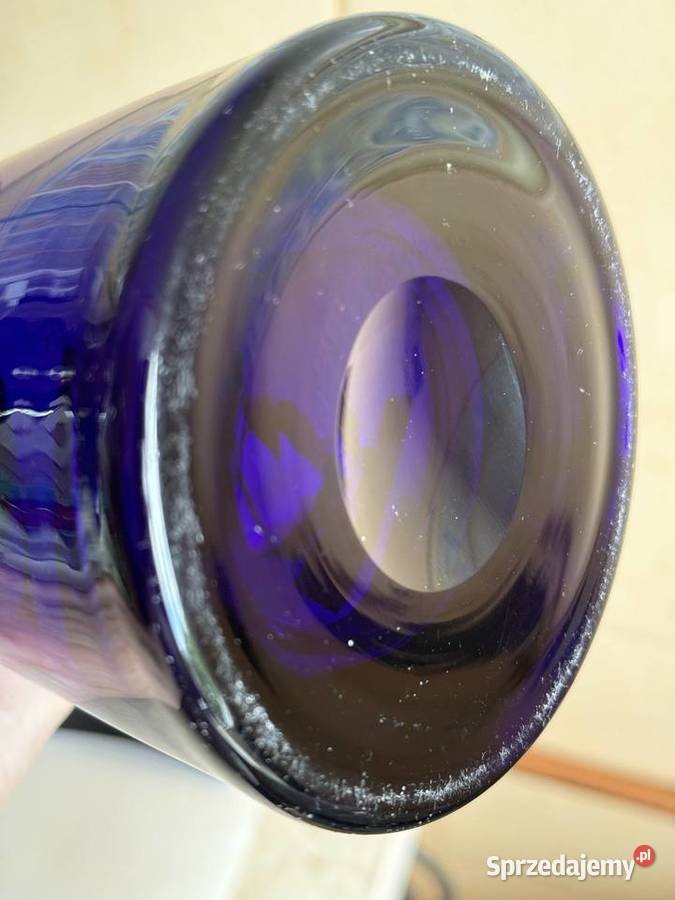 Wazon ze szkła kobaltowego z PRL Antyki, Sztuka, Kolekcje Mielec