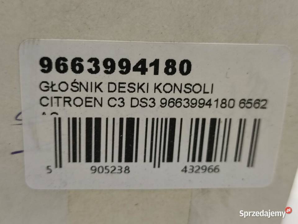 GŁOŚNIK DESKI KONSOLI CITROEN C3 II SC DS3 0916 sprzedam