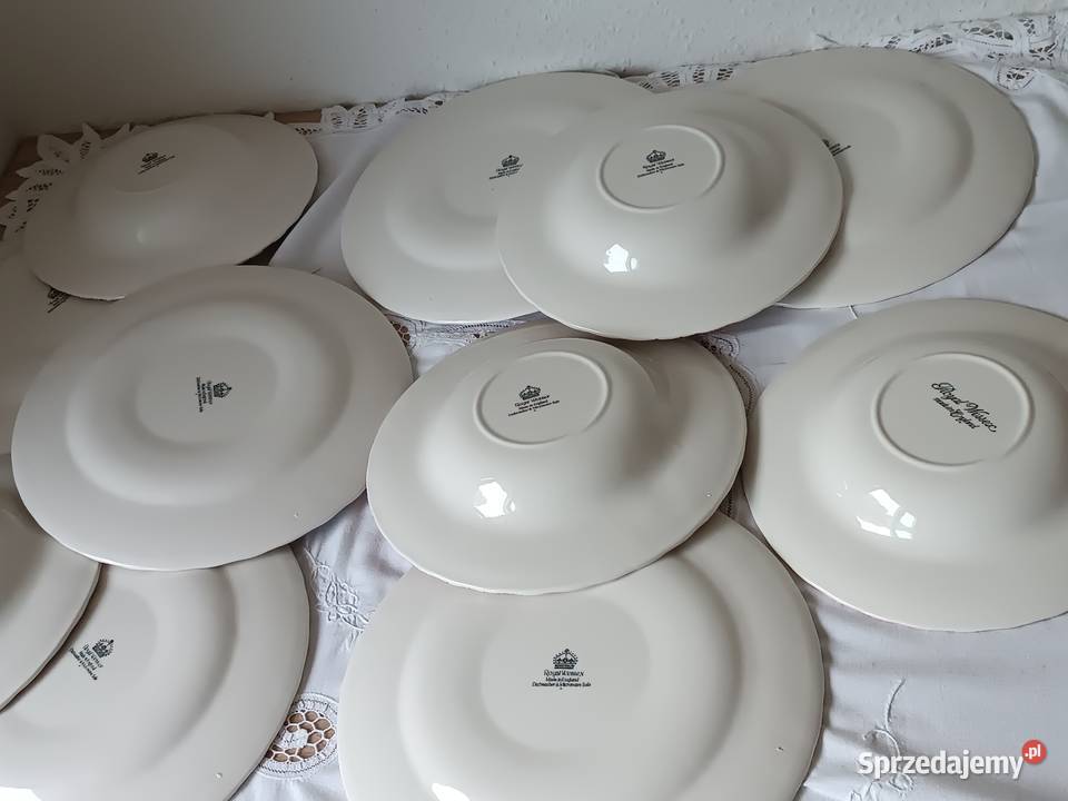 Talerze obiadowe angielskie wzór konie z wozem Porcelana i szkło małopolskie Gorlice