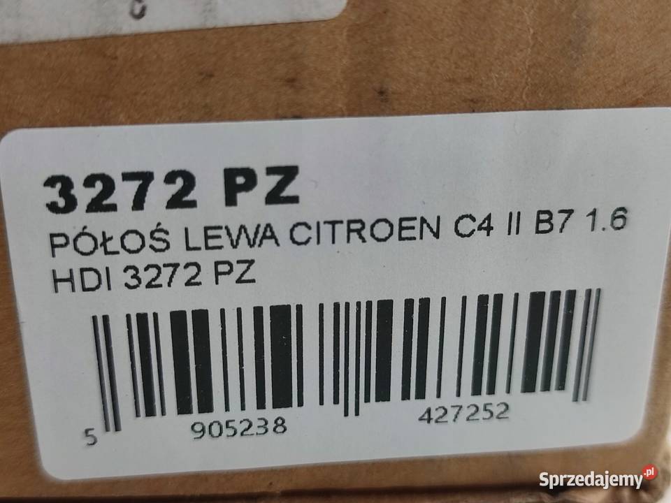 PÓŁOŚ LEWA CITROEN C3 III SX 16 BlueHDi 2016 osobowe