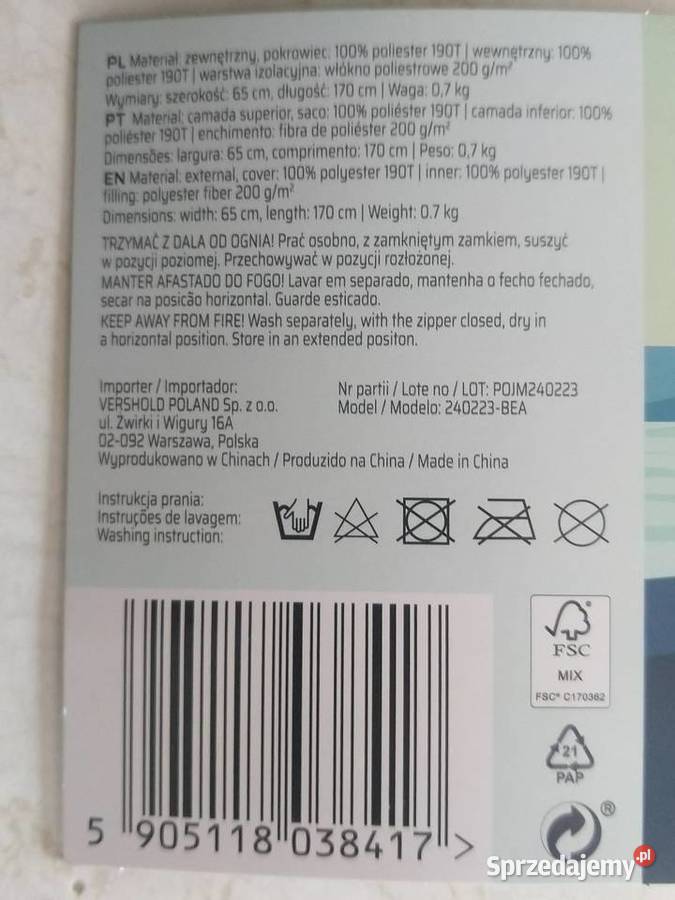 NAJTANIEJ Śpiwór Dziecięcy Miś 200g 170 Szelki Zabrze