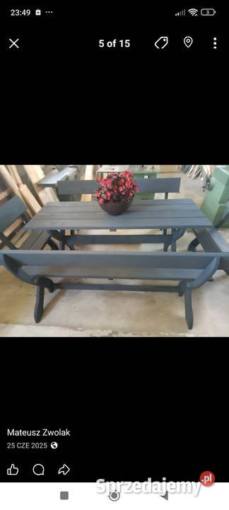 Stół ogrodowy z ławkami lubelskie Mokrelipie