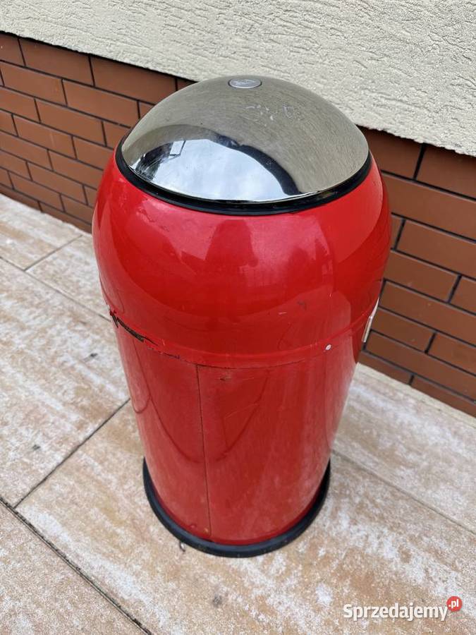Kosz na śmieci śmietnik czerwony metalowy Garwolin