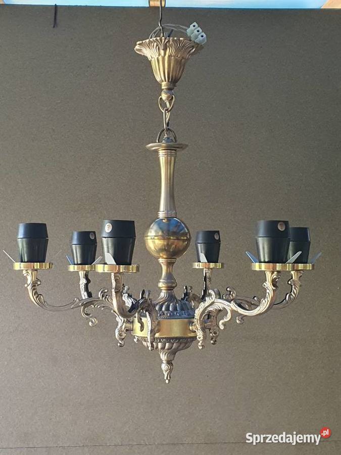 Lampa Żyrandol mosiądz 6 ramienny