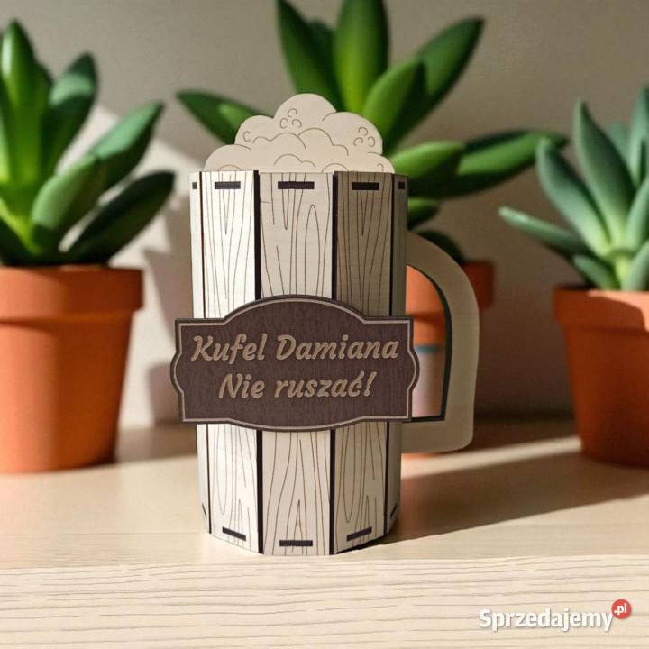 Drewniany Grawerowany Kufel Pudełko lubelskie Lublin