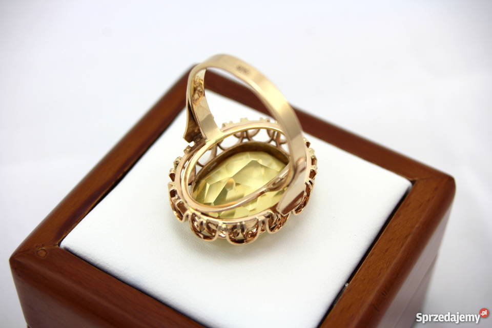 Złoty pierścionek z zielonym spinelem 585 1293 g wielkopolskie Poznań sprzedam