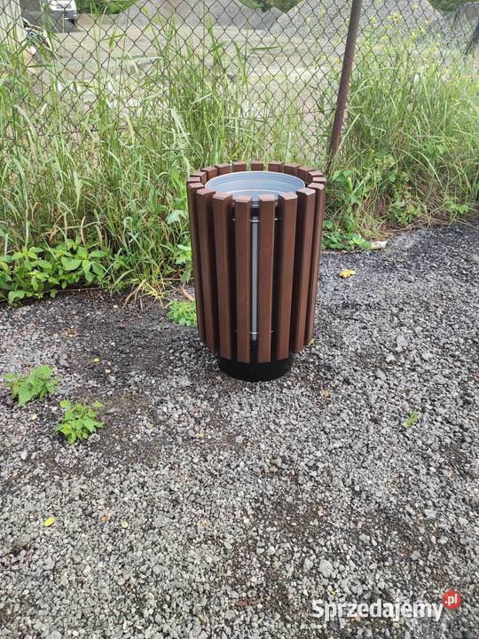 Kosz na śmieci miejski okrągły stalowy parkowy Luboń