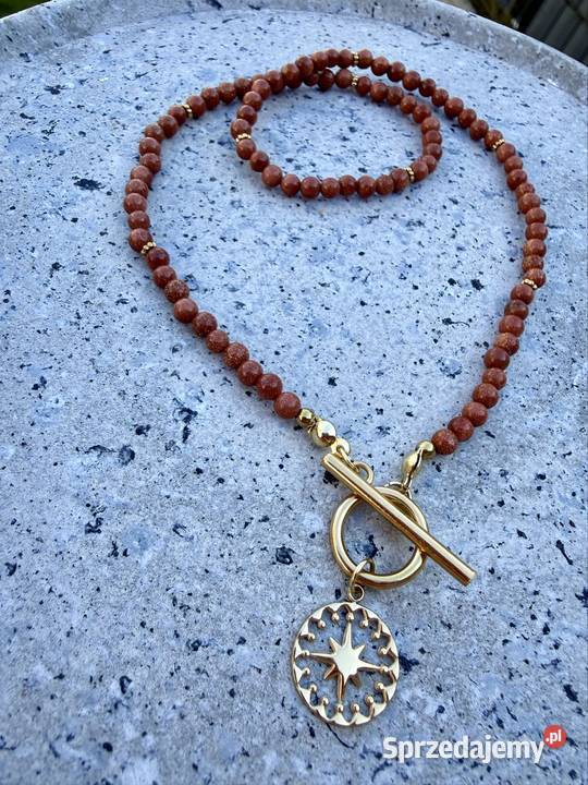 Naszyjnik choker kamienie naturalne piasek Tarnobrzeg