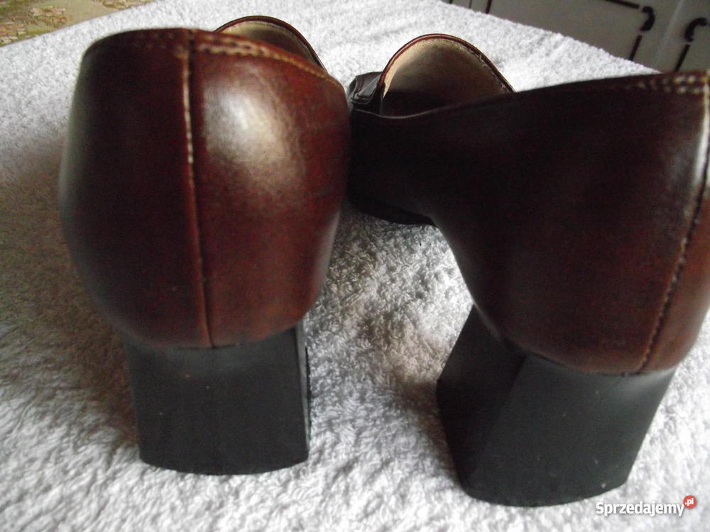 PÓŁBUTY Z NATURALNEJ SKÓRY BRĄZOWE r 3637 Piła