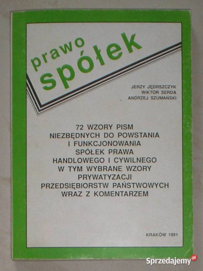 Prawo spółek 1991 J Jędrszczyk W Serda A Kraków