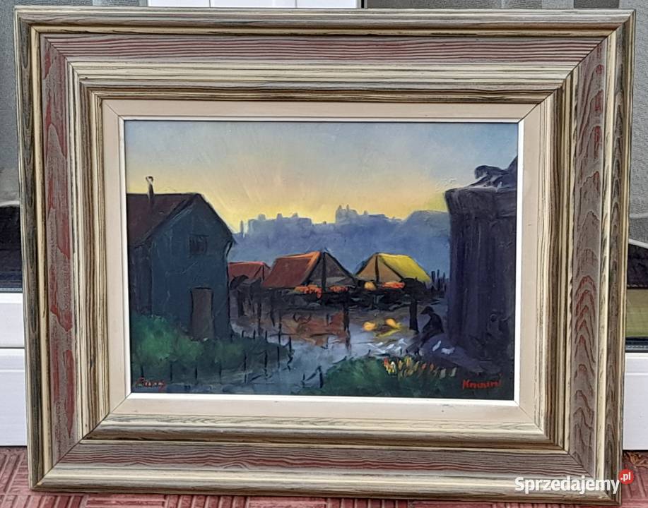 Widok na Paryż obraz olejny deska sygnowany Malarstwo Iłża