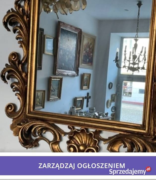 Lustro w Drewnianej Złotej Rzeźbionej Ramie Radom