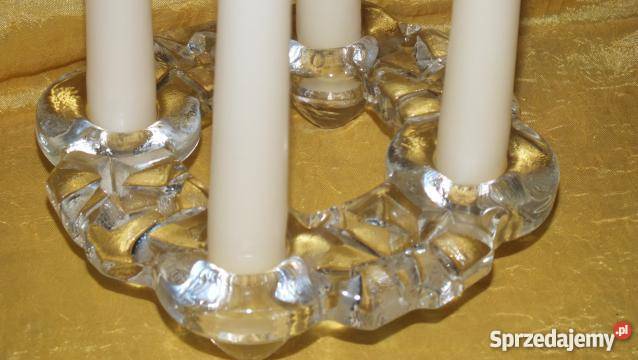 Bardzo dekoracyjny świecznik z grubego szkła