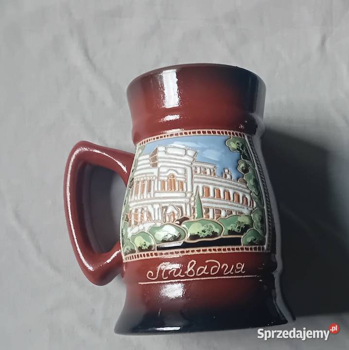 Ceramiczny szkliwiony kufel z CCCP z napisem wielkopolskie Koźminek