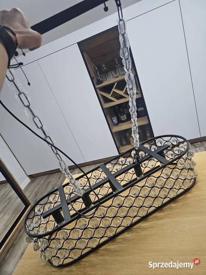 Nowoczesny żyrandol kryształowy czarny black