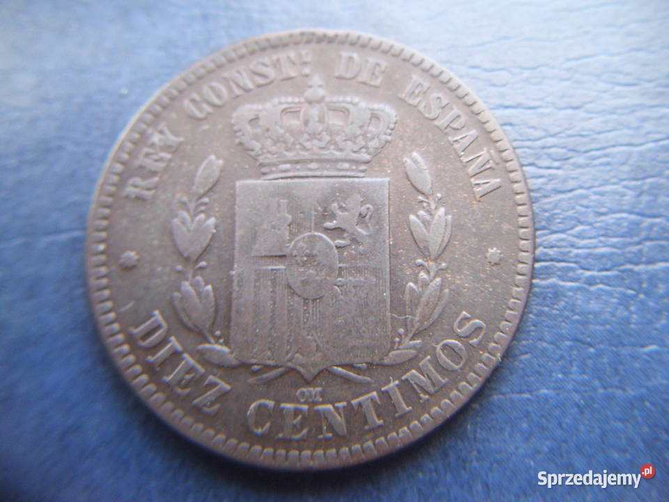 Stare monety 10 centymów 1878 Hiszpania Lesko