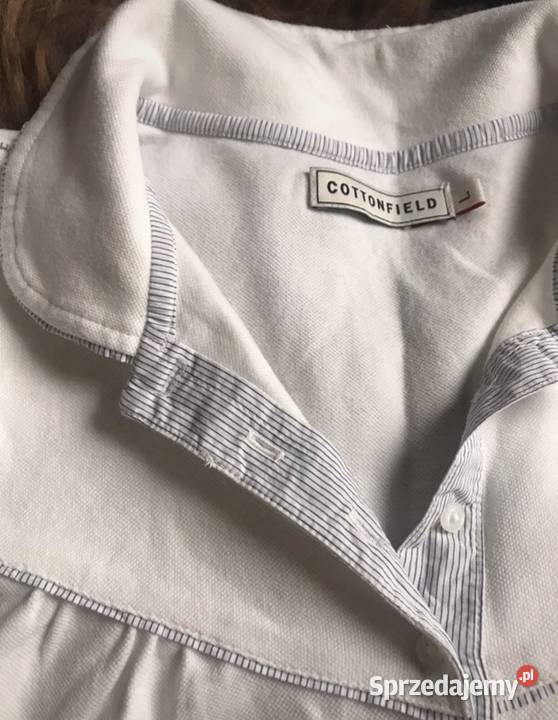 Białe polo Cottonfield z okrągłym kołnierzykiem Warszawa